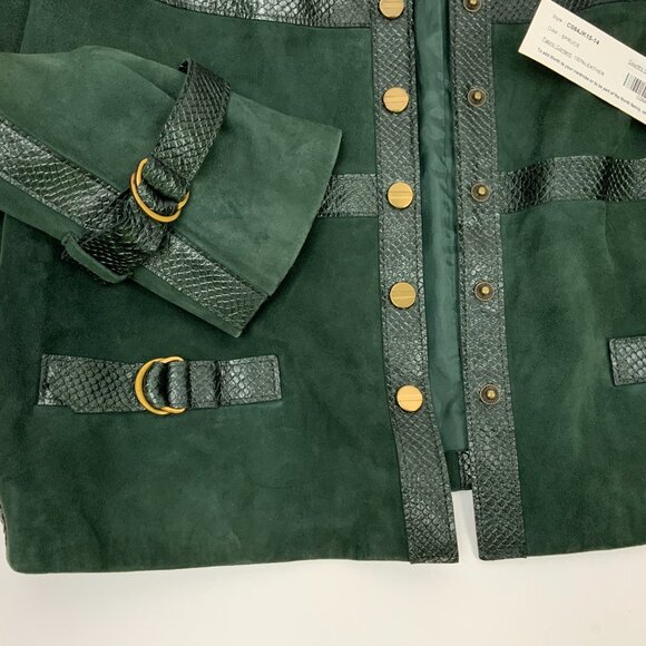 New Worth Genuine Suede Leather Dark Green Jacket Size 14 - Picture 13 of 16
